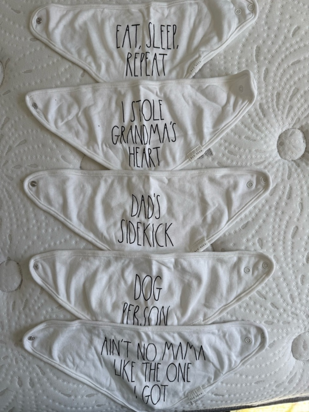 Set of 5 Rae Dunn Baby Bandana Bibs